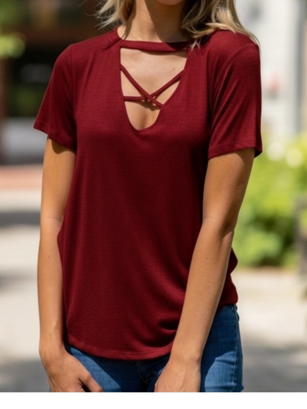 NEW•XL•West Coast Love Merlot Top